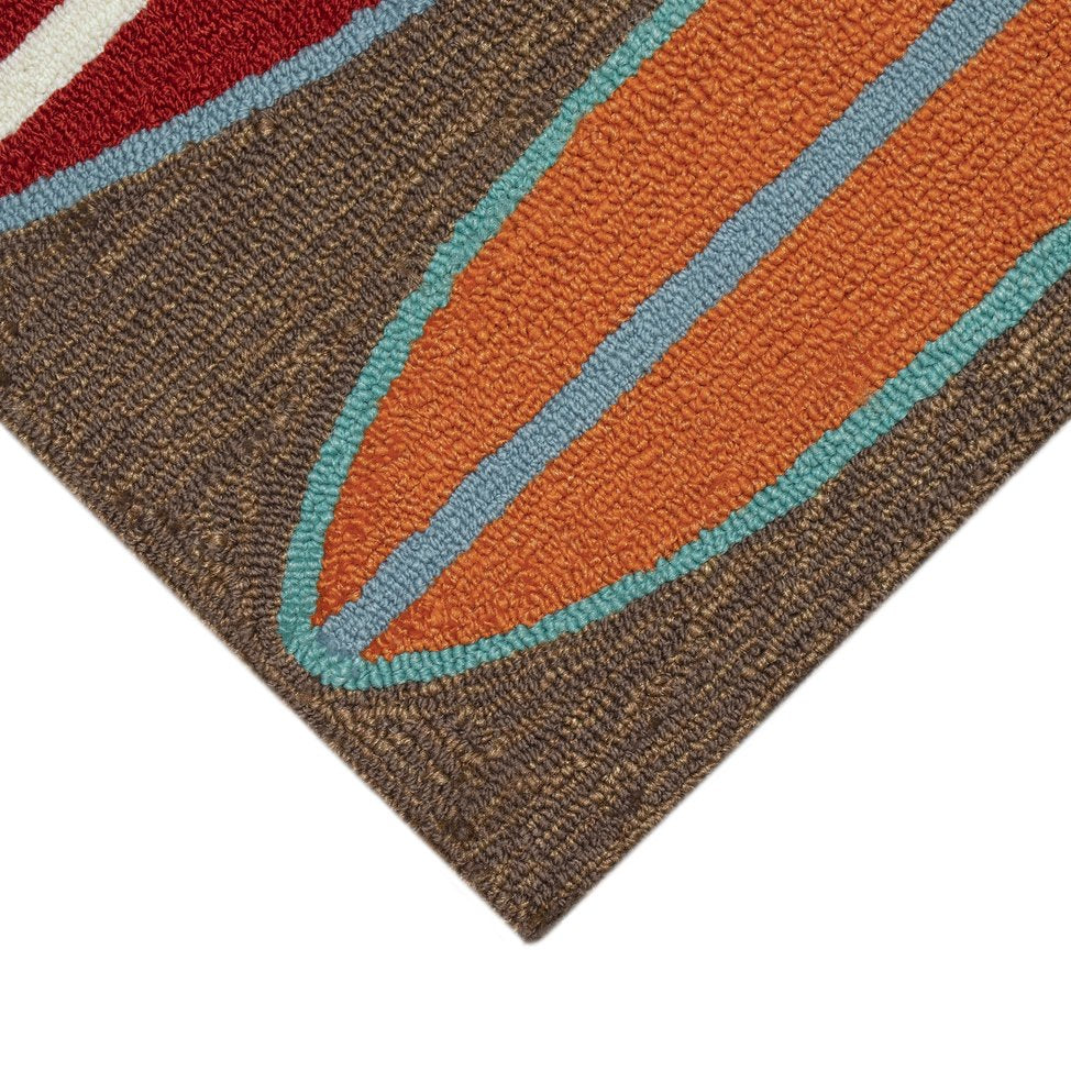 Trans Ocean Liora Manne Frontporch Surfboards Indoor/Outdoor Mat - Coastal Style Rug For Beach Lovers' Homes Brown Polyester,Acrylic Ftp23140619