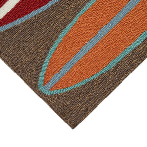 Trans Ocean Liora Manne Frontporch Surfboards Indoor/Outdoor Mat - Coastal Style Rug For Beach Lovers' Homes Brown Polyester,Acrylic Ftp23140619