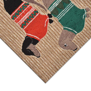 Trans Ocean Liora Manne Frontporch Holiday Hounds Area Rug – Charming Dachshunds In Vibrant Christmas Sweaters Natural Polyester,Acrylic Ftp23156612