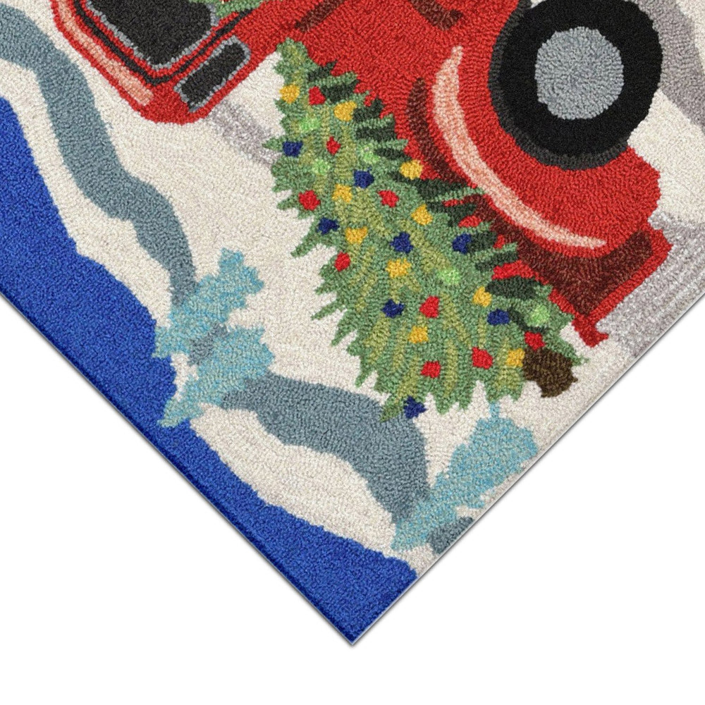 Trans Ocean Liora Manne Joy Ride Indoor/Outdoor Mat - Cheerful Holiday Pickup Truck Design For All Spaces Grey Polyester,Acrylic Ftp34184047