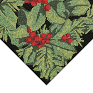 Trans Ocean Liora Manne Frontporch Hollyberries Indoor/Outdoor Rug - Festive Botanical Design For Your Home Black Polyester,Acrylic Ftp34241948
