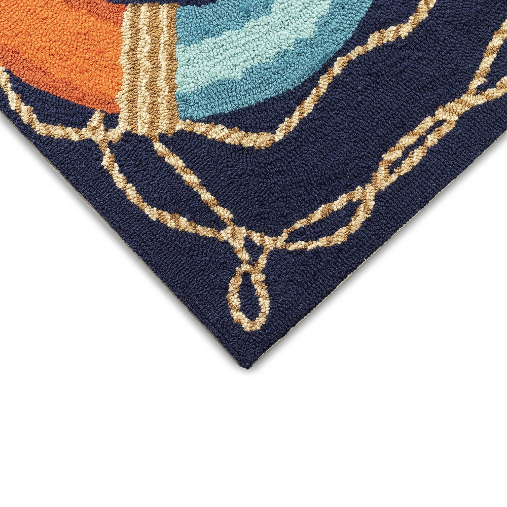 Trans Ocean Liora Manne Frontporch Ahoy Indoor/Outdoor Rug - Charming Nautical Decor For Beachy Spaces Navy Polyester,Acrylic Ftp23455433