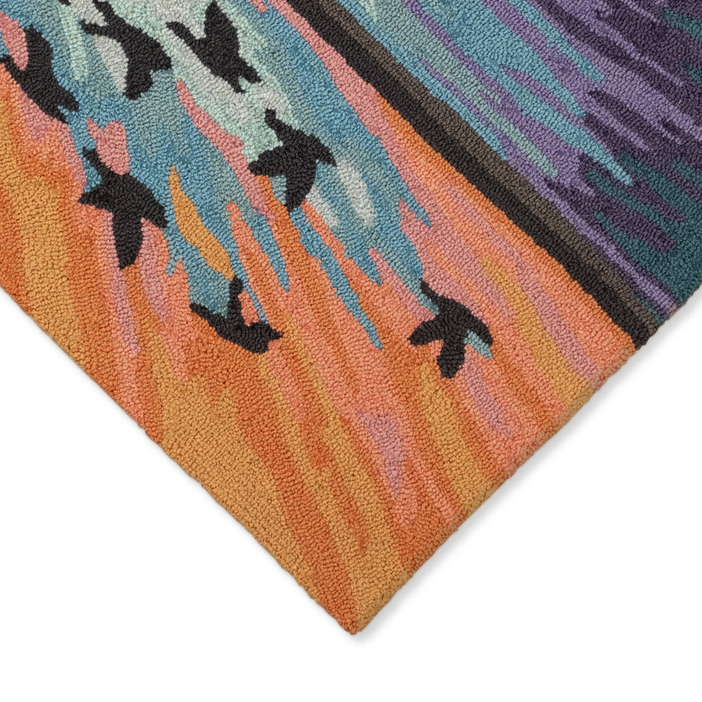 Trans Ocean Liora Frontporch Flock Indoor/Outdoor Rug - Whimsical Bird Design For A Charming Home Accent Blue Polyester,Acrylic Ftp12457203