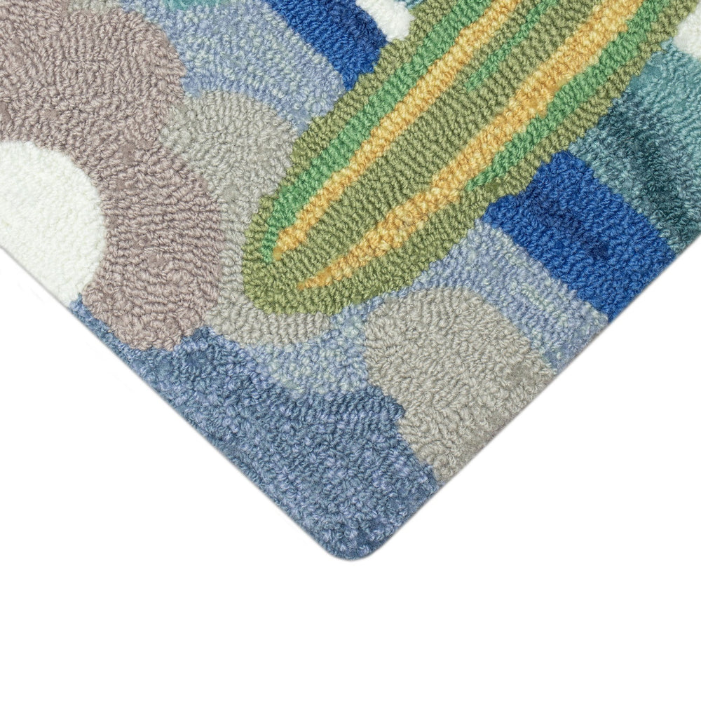 Trans Ocean Liora Manne Frontporch Dog Beach Indoor/Outdoor Mat - Whimsical Coastal Scene For Pet Lovers Blue Polyester,Acrylic Ftp12466503