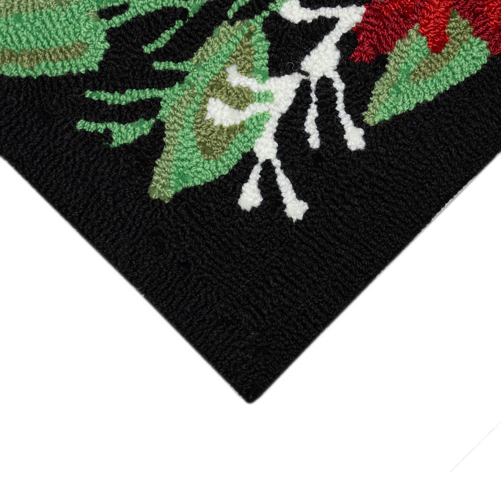 Trans Ocean Liora Manne Merry Christmas Indoor/Outdoor Mat With Festive Poinsettia Design For Holiday Cheer Black Polyester,Acrylic Ftp23469748
