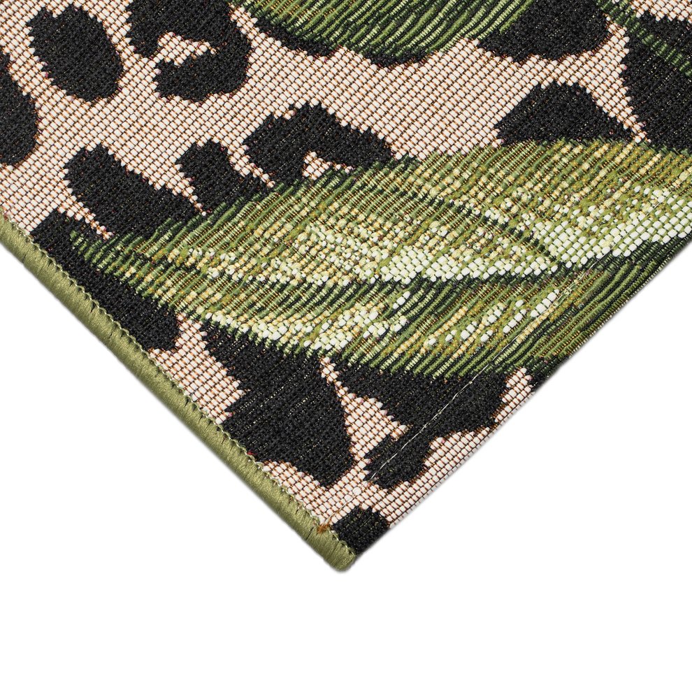 Trans Ocean Liora Manne Safari Indoor/Outdoor Pillow - Bold Leopard Print With Tropical Leaves For Modern Decor Green Polypropylene,Polyester Mna58805606