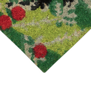Trans Ocean Liora Manne Merry Christmas Holly Outdoor Mat - Elegant Black Coir With Festive Border Design 1'6"X2'6" Black Coir Ntr12222748