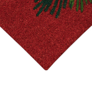 Trans Ocean Liora Happy Holidays Holly Outdoor Mat - Festive Red Coir Design With Botanical Leaves, 1'6" X 2'6" Red Coir Ntr12251324