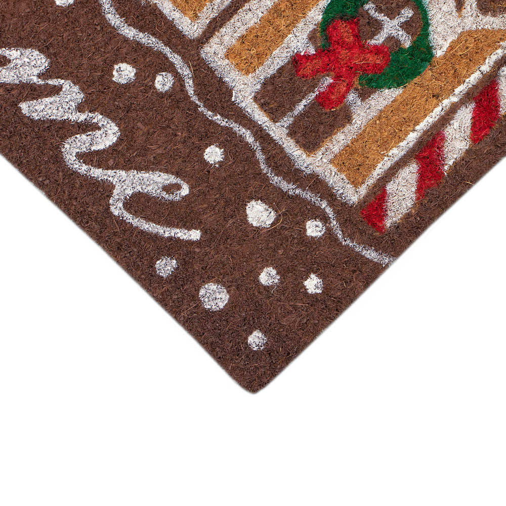 Trans Ocean Liora Manne Gingerbread House Welcome Mat – Festive Chocolate Coir For Cheerful Holiday Entryways Brown Coir Ntrf2254319