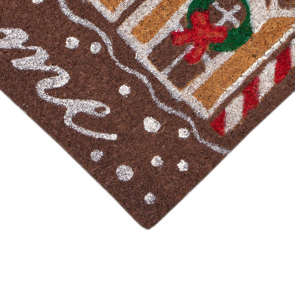 Trans Ocean Liora Manne Gingerbread House Welcome Mat – Festive Chocolate Coir For Cheerful Holiday Entryways Brown Coir Ntrf2254319