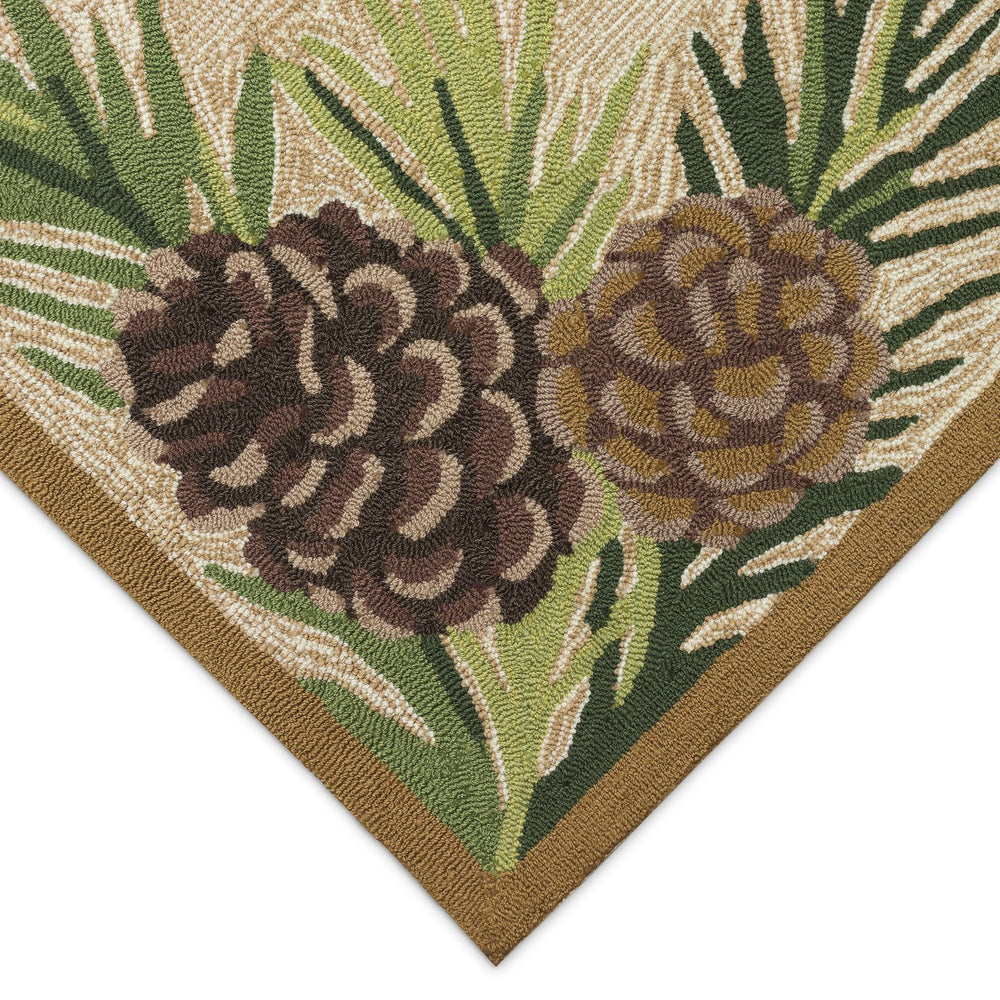 Trans Ocean Liora Manne Ravella Forest Border Indoor/Outdoor Area Rug - Botanical Pinecone Design For Any Space Natural Polypropylene,Acrylic Rvlr8230712