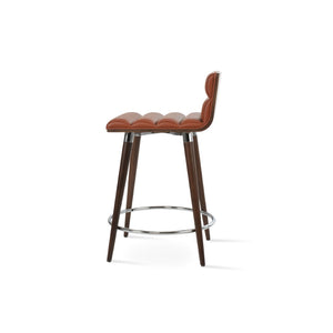 Soho Concept Corona Ana Comfort Barstools - Stylish Plywood Seats With Soft Leatherette Upholstery & Metal Legs Walnut  Soho-concept-dining-chair-07603