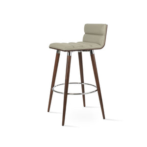 Soho Concept Corona Ana Comfort Barstools - Stylish Plywood Seats With Soft Leatherette Upholstery & Metal Legs Walnut,Light Grey  Soho-concept-dining-chair-10917