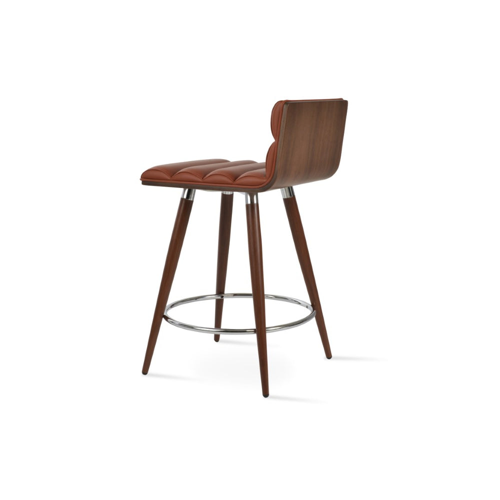 Soho Concept Corona Ana Comfort Barstools - Stylish Plywood Seats With Soft Leatherette Upholstery & Metal Legs Walnut,Light Grey  Soho-concept-dining-chair-10917