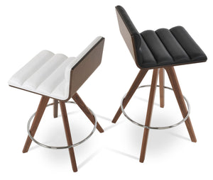 Soho Concept Corona Pyramid Swivel Barstools & Counterstools – Elegant Wood Bases With Soft Leatherette Seats Walnut,Black  Soho-concept-dining-chair-10958