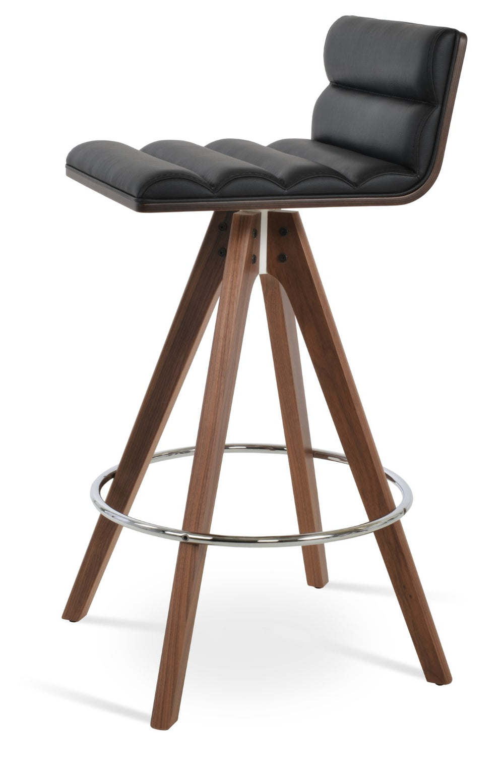 Soho Concept Corona Pyramid Swivel Barstools With Soft Leatherette Upholstery & Stylish Wood Base Options Walnut,Black  Soho-concept-dining-chair-10959