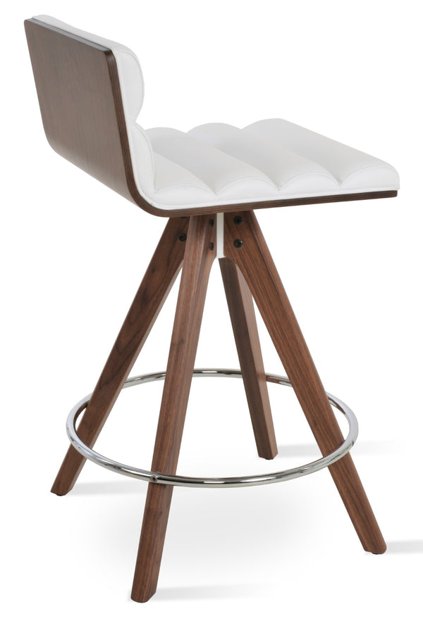 Soho Concept Corona Pyramid Swivel Barstools With Soft Leatherette Upholstery & Stylish Wood Base Options Walnut,White  Soho-concept-dining-chair-10962