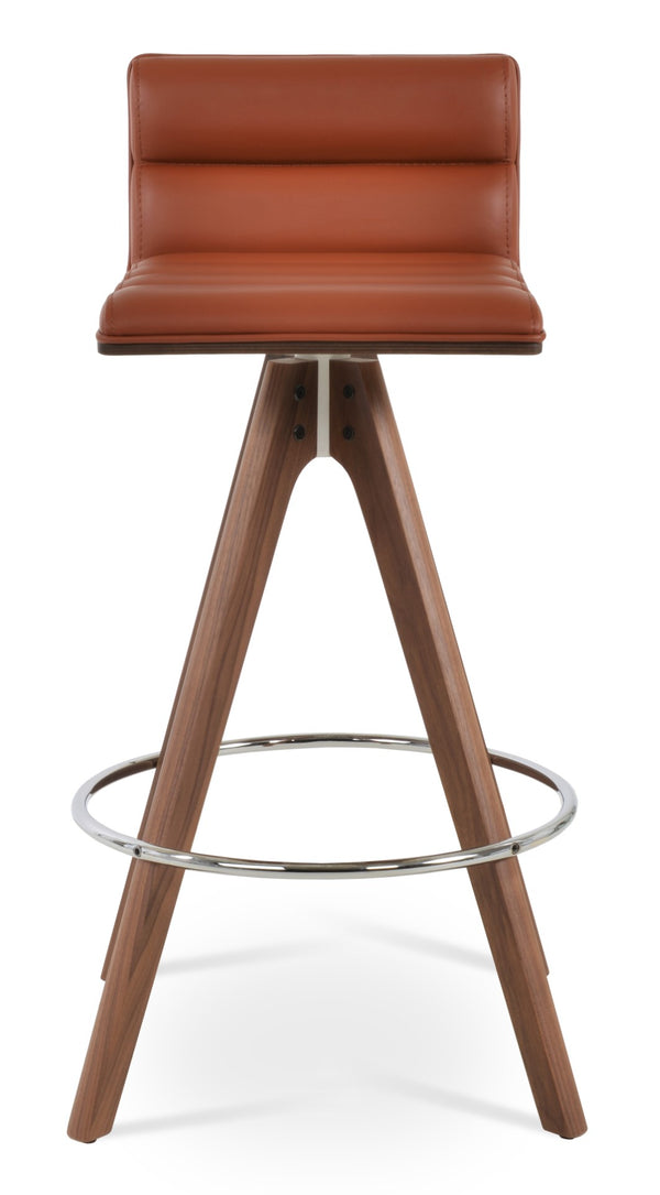 Soho Concept Corona Pyramid Swivel Barstools & Counterstools – Elegant Wood Bases With Soft Leatherette Seats Walnut  Soho-concept-dining-chair-10963