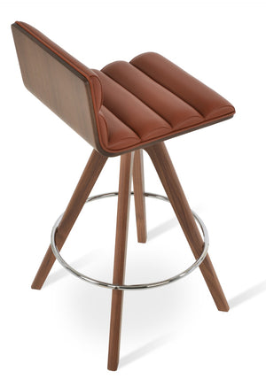Soho Concept Corona Pyramid Swivel Barstools With Soft Leatherette Upholstery & Stylish Wood Base Options Walnut  Soho-concept-dining-chair-10964