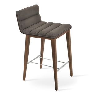 Soho Concept Corona Wood Barstools & Counterstools - Stylish Comfort Upholstered Seats, 10-year Warranty, Walnut Finish Walnut,Grey  Soho-concept-dining-chair-10967