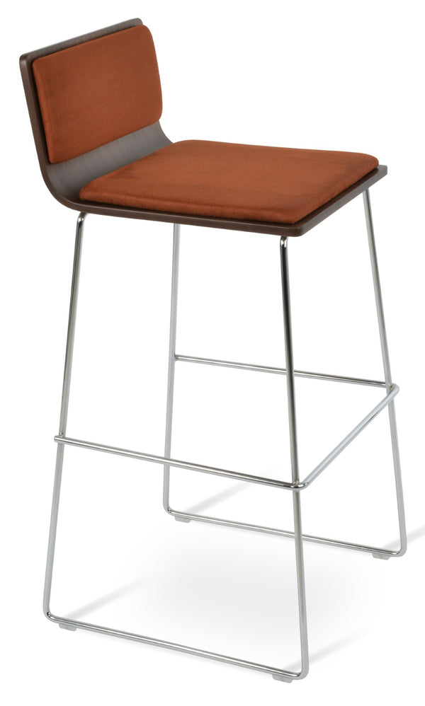 Soho Concept Corona Handle Back Wire Plywood Barstools With Removable Camira Pads, Chrome Finish, 10-year Warranty Walnut,Chrome  Soho-concept-dining-chair-07604