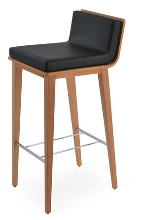 Soho Concept Corona Wood Upholstered Barstools & Counterstools - Premium Leatherette, 2-year Guarantee, Stylish Design Natural,Black  Soho-concept-dining-chair-10938