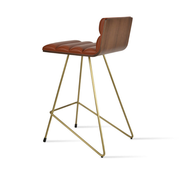 Soho Concept Corona Cat - Stylish Bar & Counter Stools With Plywood Seats And Soft Leatherette Upholstery Brass,Walnut  Soho-concept-dining-chair-11010