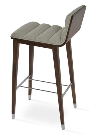 Soho Concept Corona Comfort Barstools & Counterstools - Plywood Seat, Camira Wool Upholstery, 10-year Warranty Walnut,Light Grey  Soho-concept-dining-chair-11021
