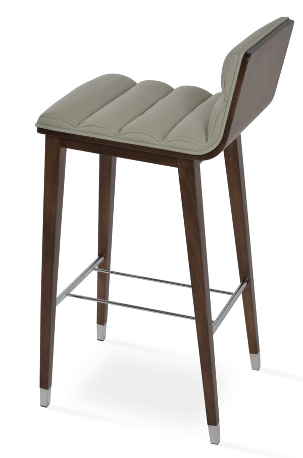 Soho Concept Corona Comfort Barstools & Counterstools - Plywood Seat, Camira Wool Upholstery, 10-year Warranty Walnut,Light Grey  Soho-concept-dining-chair-11021