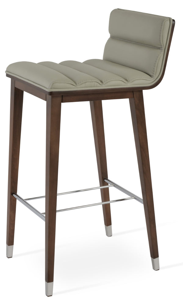 Soho Concept Corona Comfort Dr.Wood Barstools – Premium Wool Upholstered Plywood Seat, Solid Walnut Legs, 10-year Warranty Walnut,Light Grey  Soho-concept-dining-chair-07635