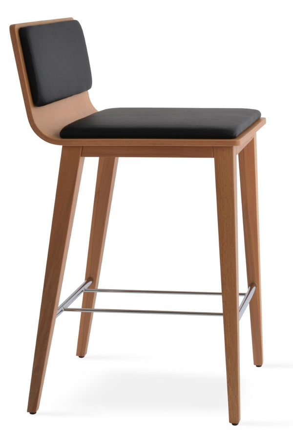 Soho Concept Corona Premium Wood Barstools & Counterstools - Stylish, Durable, Removable Leatherette Pads & Finishes Natural,Black  Soho-concept-dining-chair-11040
