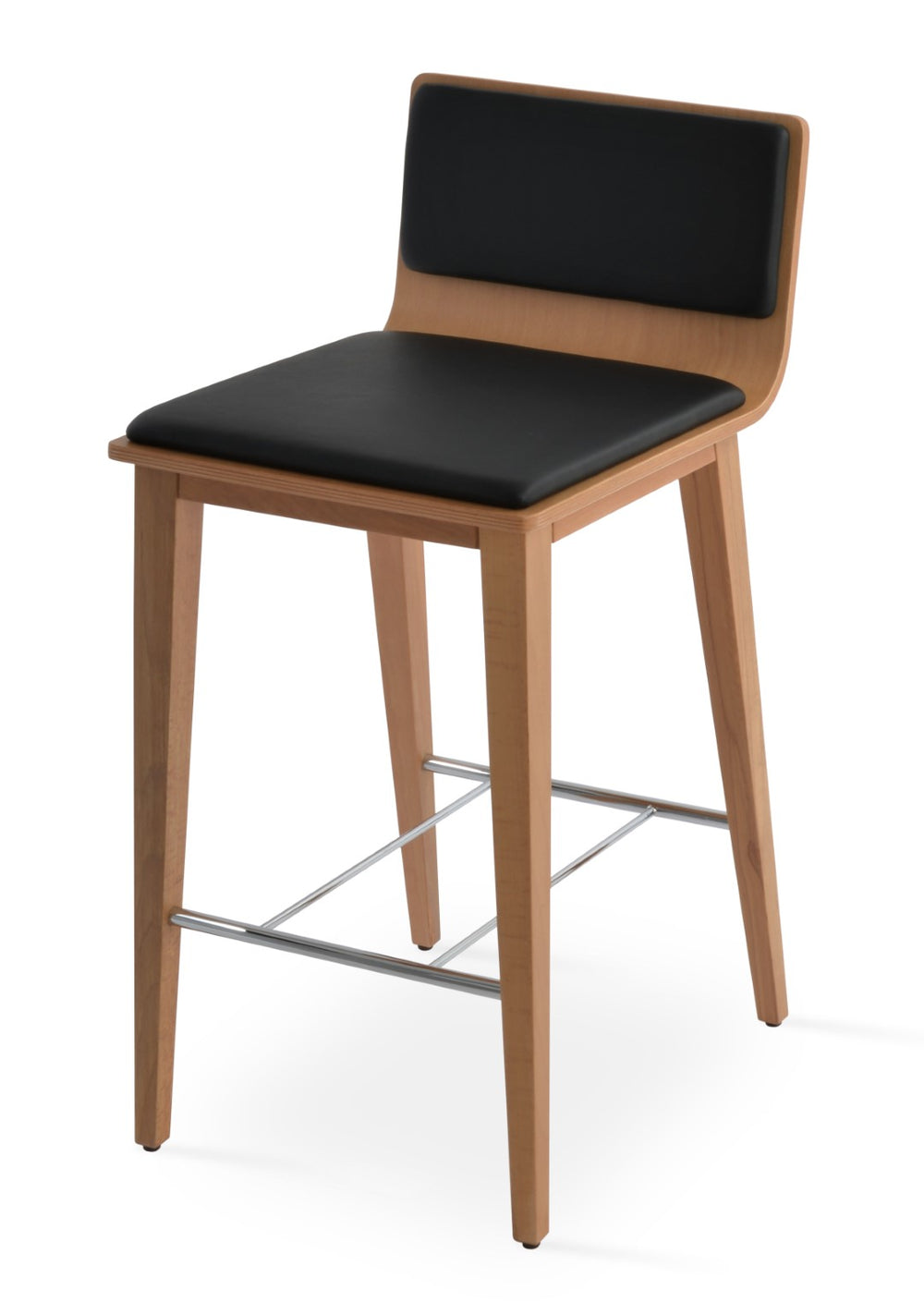 Soho Concept Corona Premium Wood Barstools & Counterstools - Stylish, Durable, Removable Leatherette Pads & Finishes Natural,Black  Soho-concept-dining-chair-11040