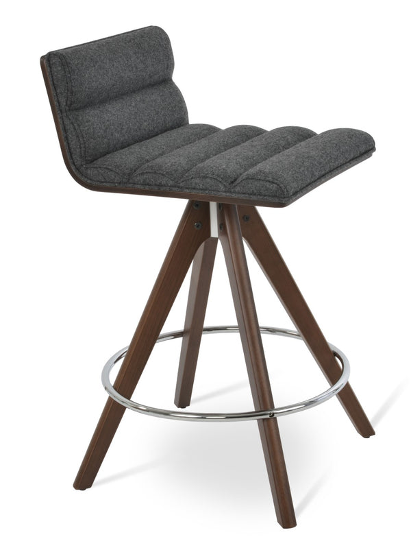 Soho Concept Corona Pyramid Swivel Barstools & Counterstools - Luxurious Wool Upholstery, Solid Wood Base, 10 Year Guarantee Walnut,Dark Grey  Soho-concept-dining-chair-11026