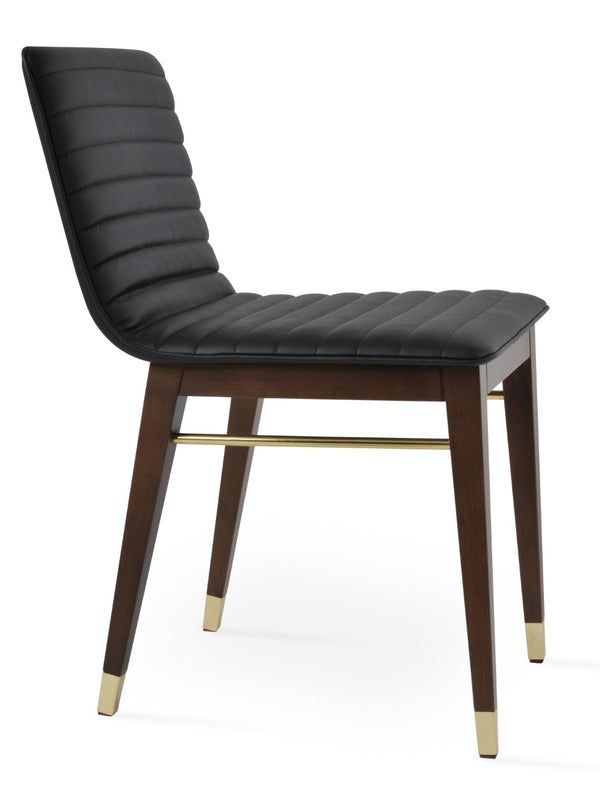 Soho Concept Corona Wood Dining Chair - Stylish Full Upholstery With 2-year Guarantee In Soft Black, Walnut & Gold Black,Walnut,Gold  Soho-concept-dining-chair-01782