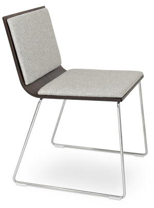 Soho Concept Corona Dining Chair With Plywood Seat & Camira Era Fabric Pad - Stylish Walnut & Dark Grey Finish Walnut,Silver  Soho-concept-dining-chair-01792
