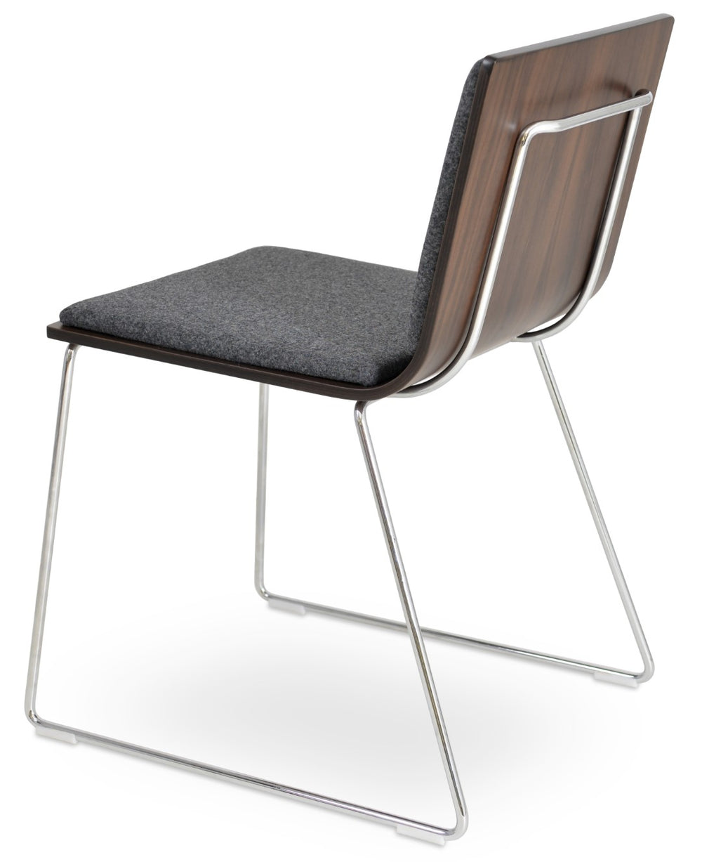 Soho Concept Corona Dining Chair With Plywood Seat & Camira Era Fabric Pad - Stylish Walnut & Dark Grey Finish Walnut,Dark Grey  Soho-concept-dining-chair-01789
