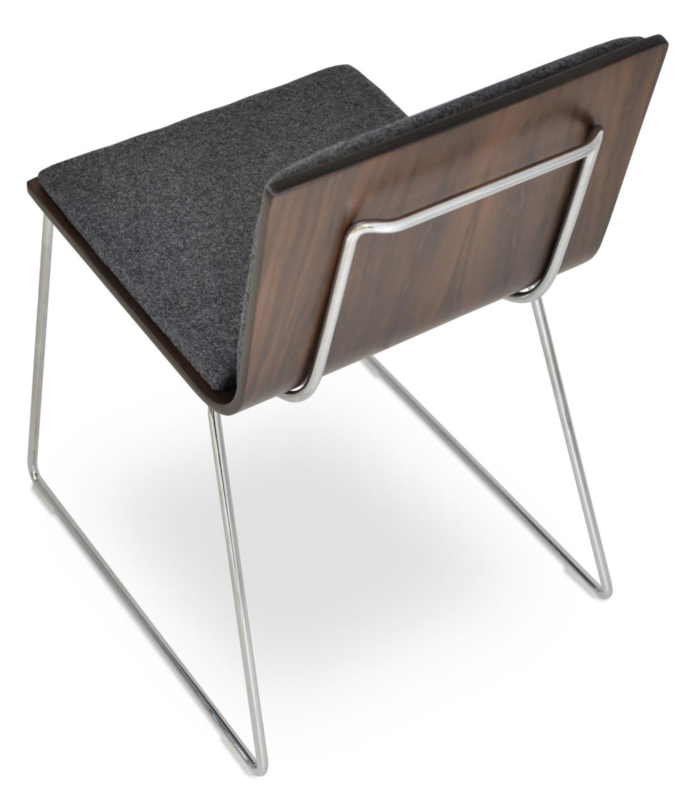 Soho Concept Corona Dining Chair With Plywood Seat & Camira Era Fabric Pad - Stylish Walnut & Dark Grey Finish Walnut,Dark Grey  Soho-concept-dining-chair-01789