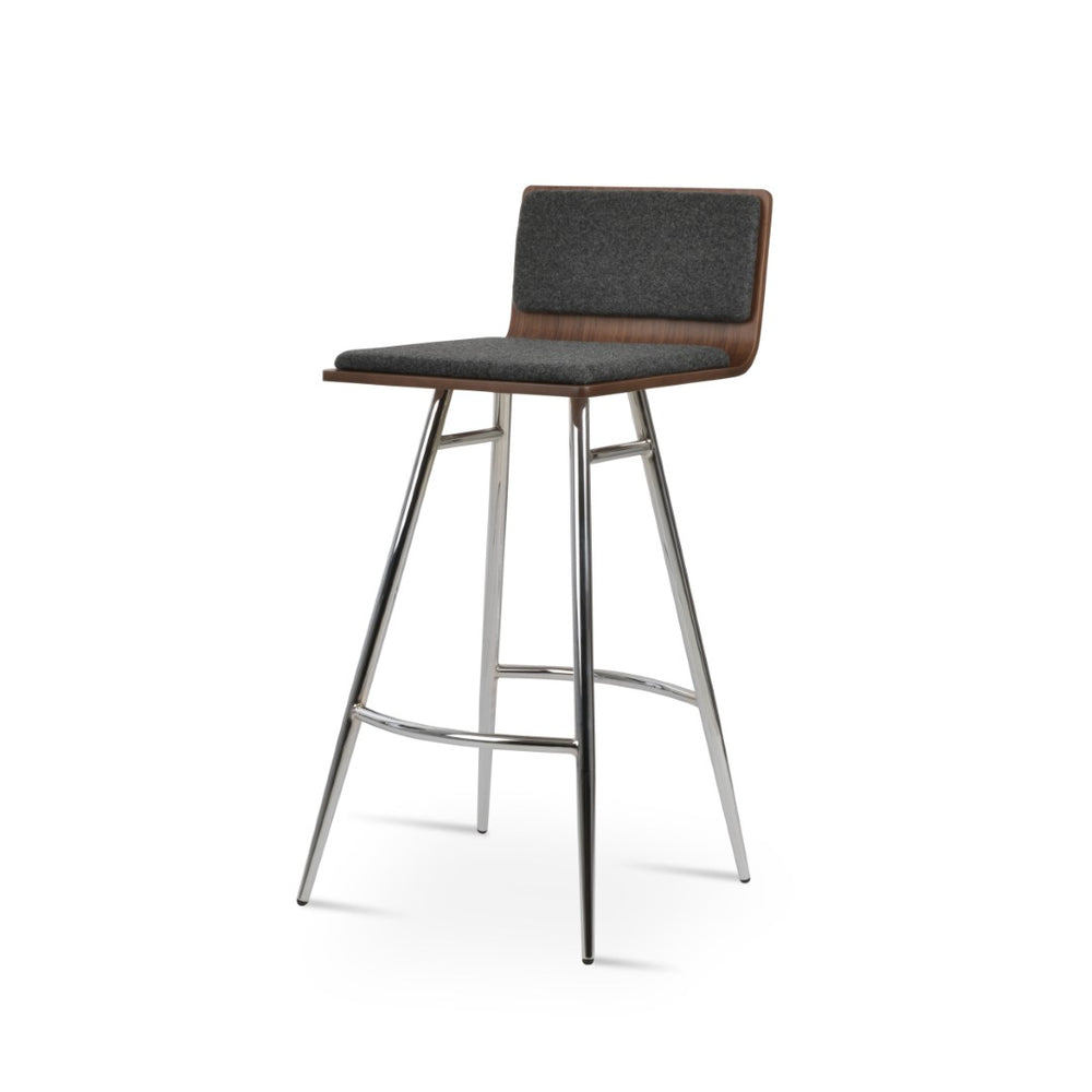 Soho Concept Corona Galata Bar And Counter Stools With Removable Leatherette Cushions, Stylish Metal Frames Black,Walnut Steel Tubular Legs Soho-concept-dining-chair-11088