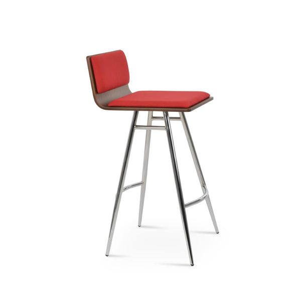 Soho Concept Corona Galata Stylish Bar & Counter Stools With Chrome Legs, Removable Fabric Pads, 10-year Warranty Brass,Red,Walnut Steel Tubular Legs Soho-concept-dining-chair-11072
