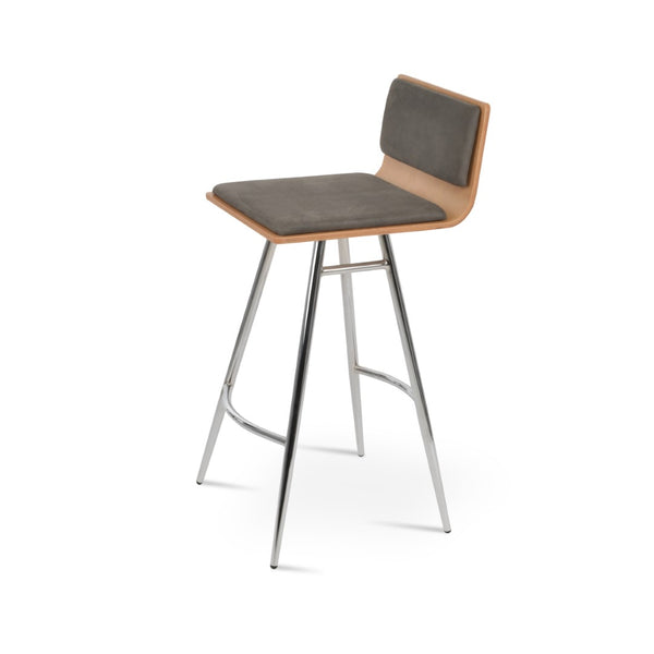 Soho Concept Corona Galata Stylish Bar & Counter Stools With Chrome Legs, Removable Fabric Pads, 10-year Warranty Chrome,Grey,Natural Steel Tubular Legs Soho-concept-dining-chair-11076