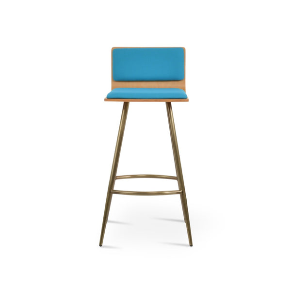 Soho Concept Corona Galata Stylish Bar & Counter Stools With Chrome Legs, Removable Fabric Pads, 10-year Warranty Brass,Turquoise,Natural Steel Tubular Legs Soho-concept-dining-chair-11085