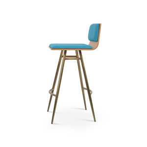 Soho Concept Corona Galata Stylish Bar & Counter Stools With Chrome Legs, Removable Fabric Pads, 10-year Warranty Brass,Turquoise,Natural Steel Tubular Legs Soho-concept-dining-chair-07660