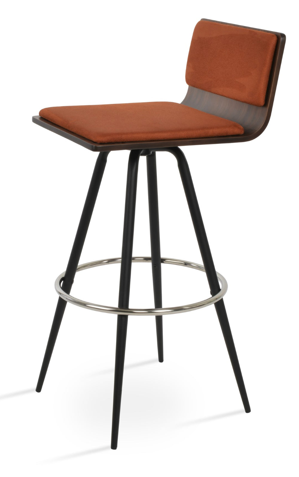 Soho Concept Corona Max Swivel Barstools & Counterstools With Stylish Camira Era Fabric – 10-year Guarantee! Back Support Nubuck Fabric Cognac Steel Tubular Legs Black ,S.Steel ,Walnut Finish,Brass Soho-concept-dining-chair-11096