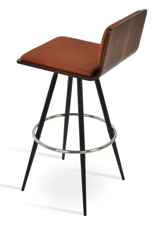 Soho Concept Corona Max Swivel Barstools & Counterstools With Stylish Camira Era Fabric – 10-year Guarantee! Back Support Nubuck Fabric Cognac Steel Tubular Legs Black ,S.Steel ,Walnut Finish,Brass Soho-concept-dining-chair-07665