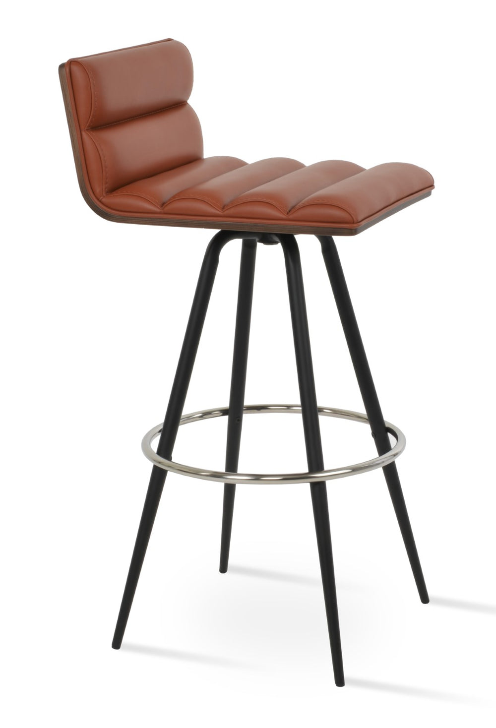 Soho Concept Corona Max Swivel Barstools & Counterstools With Plywood Seat And Removable Leatherette Pad Walnut Walnut Steel Tubular Legs Black ,S.Steel ,Walnut Finish,Brass Soho-concept-dining-chair-07666
