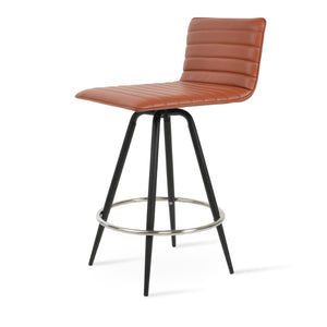 Soho Concept Corona Max Swivel Barstools & Counterstools With Plywood Seat And Removable Leatherette Pad Walnut Black Steel Tubular Legs Black ,S.Steel ,Walnut Finish,Brass Soho-concept-dining-chair-11098