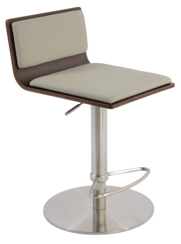 Soho Concept Corona Piston Barstools & Counterstools With Removable Leatherette Pad In Light Grey & Walnut Finish Walnut,Light Grey  Soho-concept-dining-chair-11118