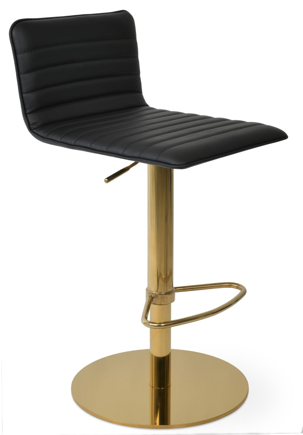 Soho Concept Corona Piston Stool With Removable Leatherette Pad, Adjustable Height And Stylish Stainless Steel Base Black,Gold  Soho-concept-dining-chair-11107