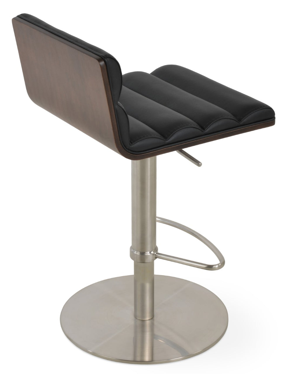 Soho Concept Corona Piston Stool - Adjustable Height Barstool With Plywood Seat & Removable Leatherette Pad, Black Walnut,Black  Soho-concept-dining-chair-11109