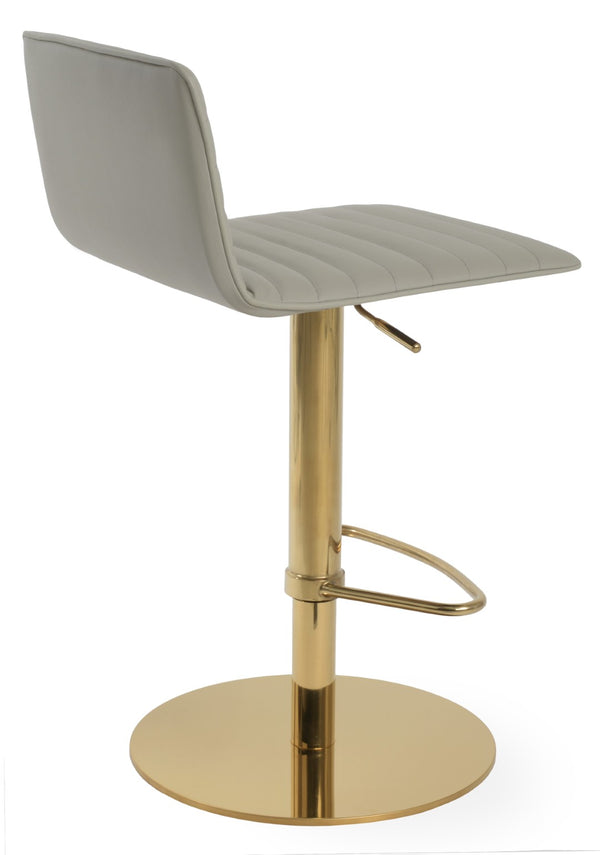 Soho Concept Corona Piston Stool With Removable Leatherette Pad, Adjustable Height And Stylish Stainless Steel Base Gold,Light Grey  Soho-concept-dining-chair-11102